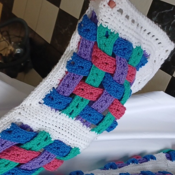 Vintage handmade granny square crochet duster cardigan set, open front, shorts - Picture 3 of 4